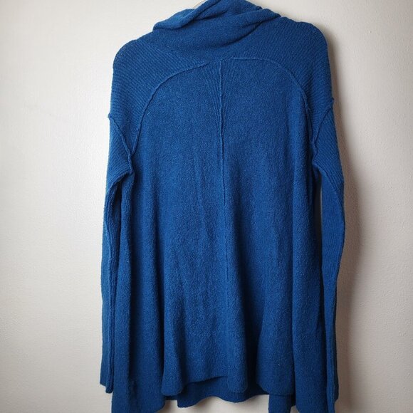 Free People Strawberry Fields Cowl neck Sweater Teal Relaxed Women's Size Large - Picture 5 of 7